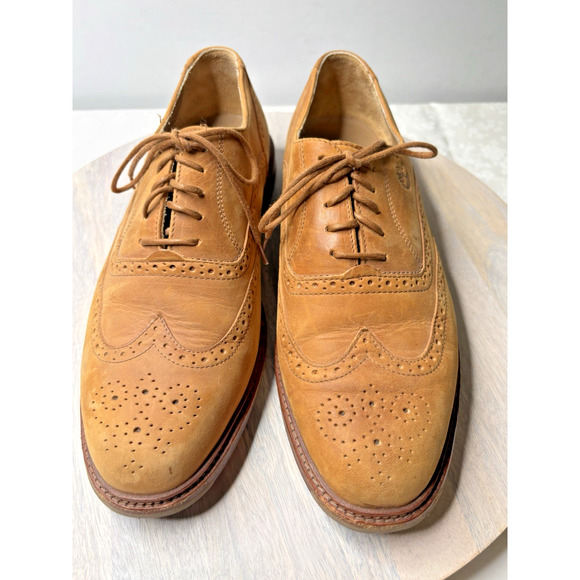 Timberland Men’s Tan Nubuck Wingtip Oxford Shoes Brogue Leather Lace-Up Size 9.5 - Picture 3 of 9